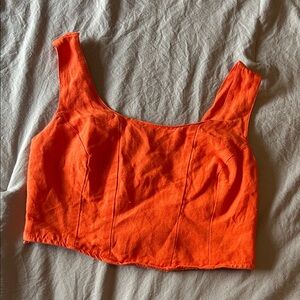 Vibrant Orange Women's Cropped Top Sz Small